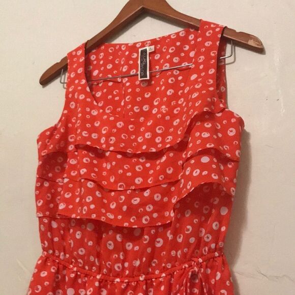Julian Taylor 🍊 bright orange and white polka dots ruffled womens dress size 6 - Picture 5 of 11
